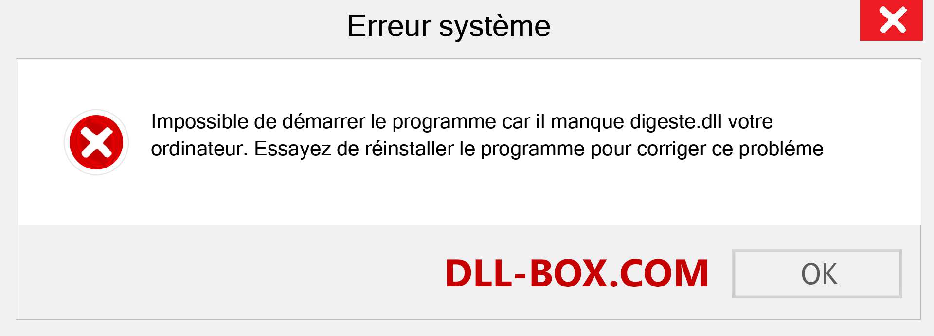 Le fichier digeste.dll est manquant ?. Télécharger pour Windows 7, 8, 10 - Correction de l'erreur manquante digeste dll sur Windows, photos, images