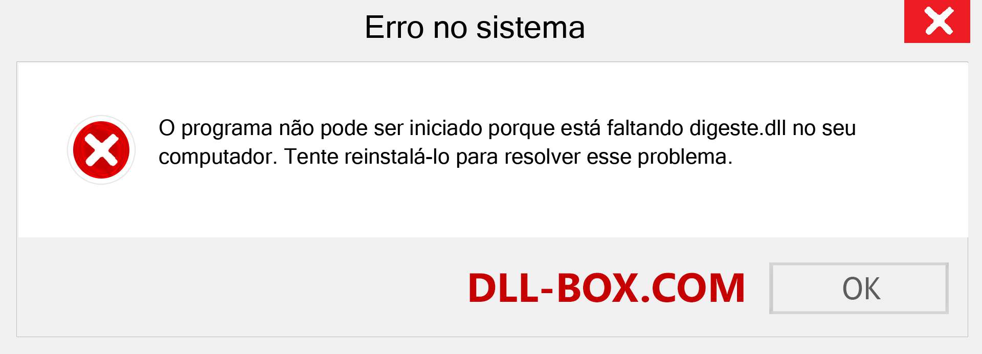 Arquivo digeste.dll ausente ?. Download para Windows 7, 8, 10 - Correção de erro ausente digeste dll no Windows, fotos, imagens